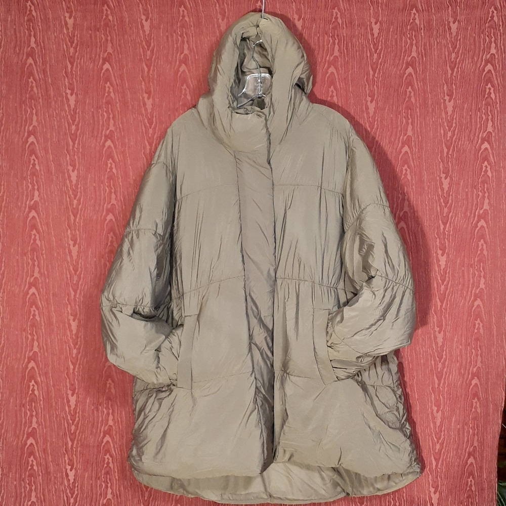 OLD NAVY Puffer Coat/Jacket GREENISH Zip/Snap Closure Drawstring Hood UNISEX XXL